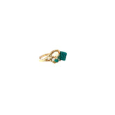 14KY NATURAL ROUGH UNCUT EMERALD CRYSTAL WITH .06CT DIAMOND VINTAGE RING